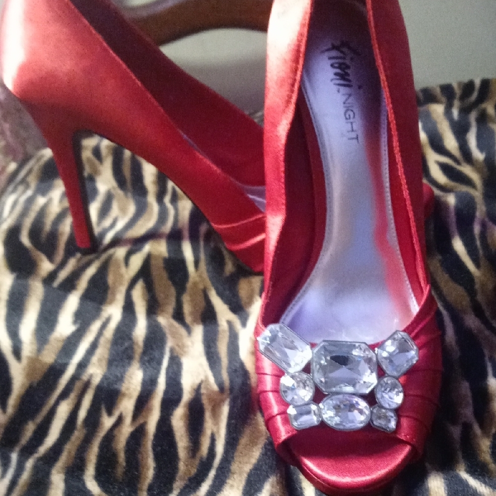 Elegant Red Satin Heels by FIONI Clothing